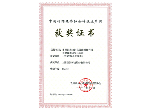 Primeiro Prêmio de Progresso Científico e Tecnológico da Associação Chinesa de Economia Circular
